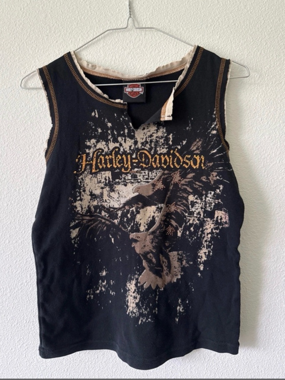 Harley-Davidson Black Tank with Tan Eagle Graphic